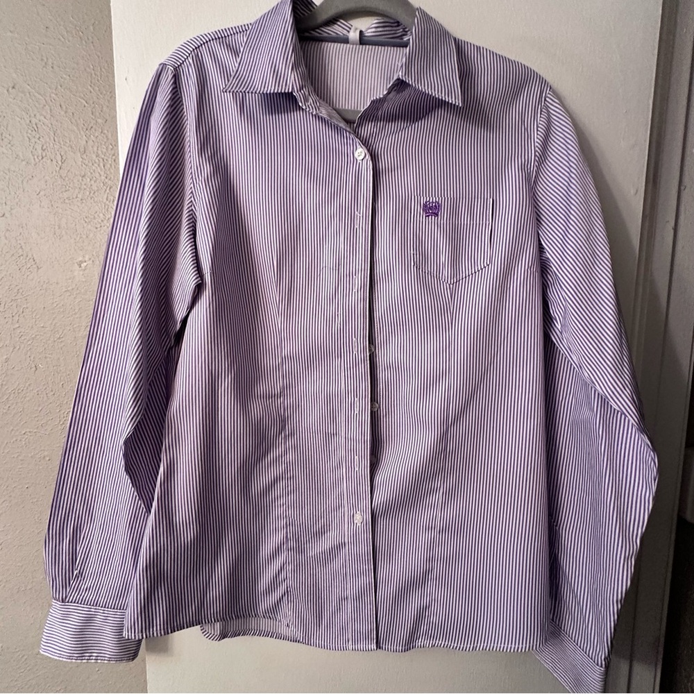 Chinch Women’s Lavender and White Pinstripe Dress Shirt Size L